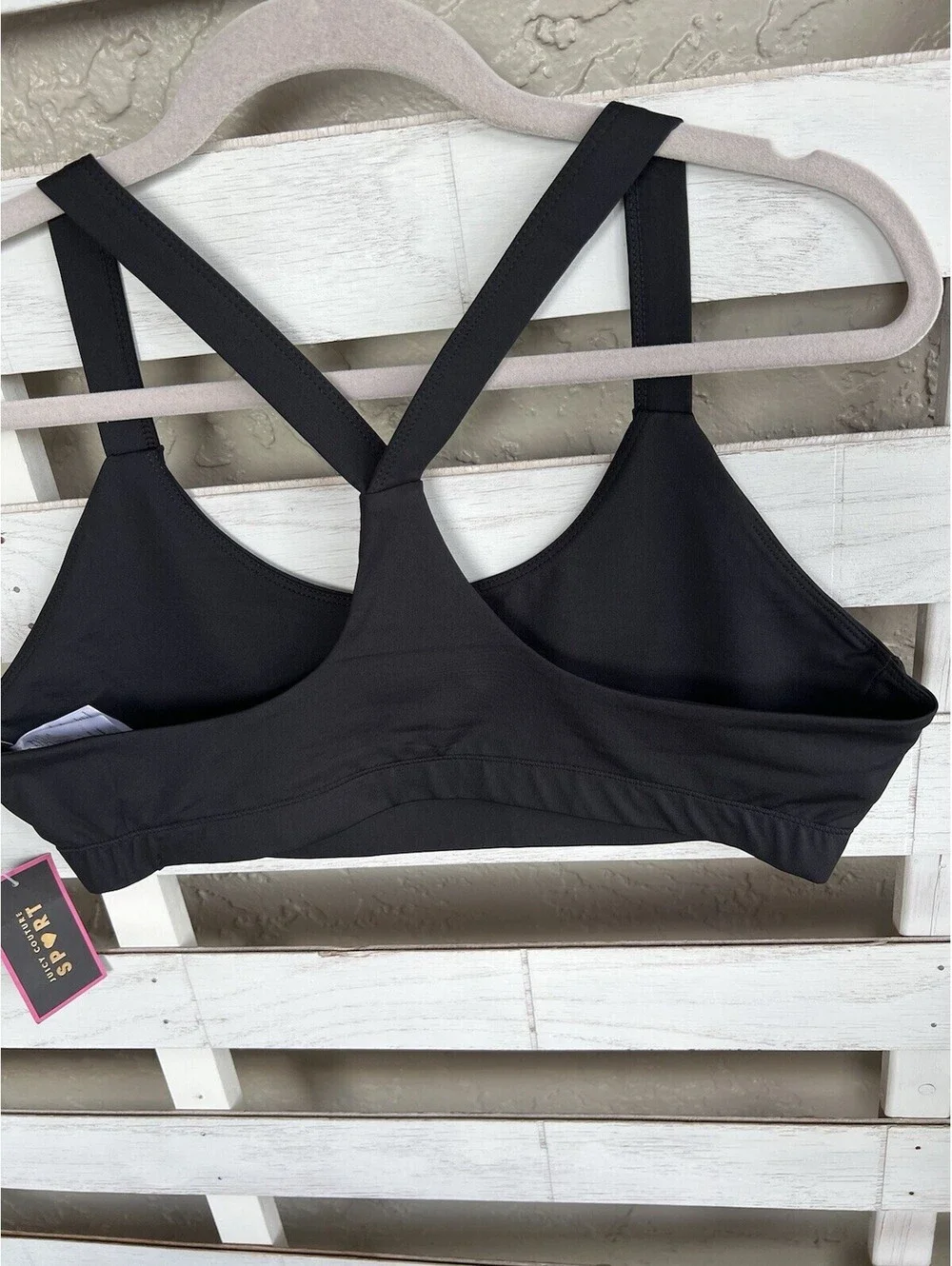 Black Juicy Couture Sport Sports Bra Racerback NWT Womens L.